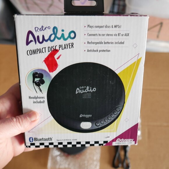 Retro Audio Compact Disc Player Bluetooth By Odyssey Tech Car Stereo Adapter AUX - Picture 2 of 9